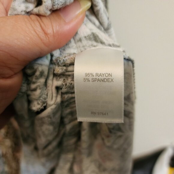 J Jill TierMaxi Floral Dress Women L Boho Khaki Green Slvless Cottage core Chic - Picture 13 of 14